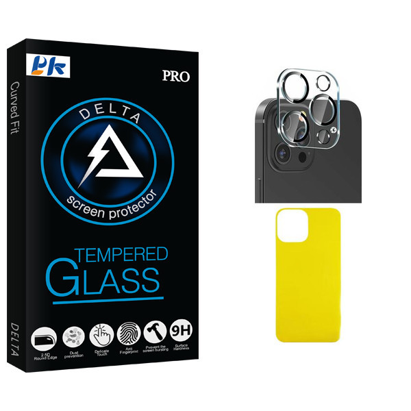 محافظ پشت گوشی پی کی مدل Delta Glass FLL مناسب برای گوشی موبایل اپل iPhone 13 Pro به همراه محافظ لنز دوربین