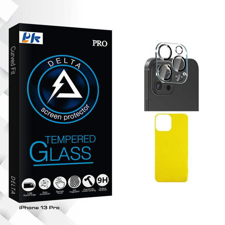 محافظ پشت گوشی پی کی مدل Delta Glass FLL مناسب برای گوشی موبایل اپل iPhone 13 Pro به همراه محافظ لنز دوربین