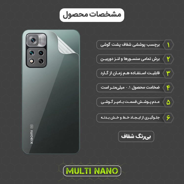 محافظ صفحه نمایش مولتی نانو مدل X-SFT مناسب برای گوشی موبایل شیائومی 11i به همراه محافظ پشت