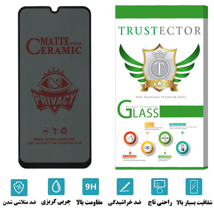 محافظ صفحه نمایش سرامیکی حریم شخصی تراستکتور مدل PRCTA مناسب برای گوشی موبایل سامسونگ Galaxy M21 2021