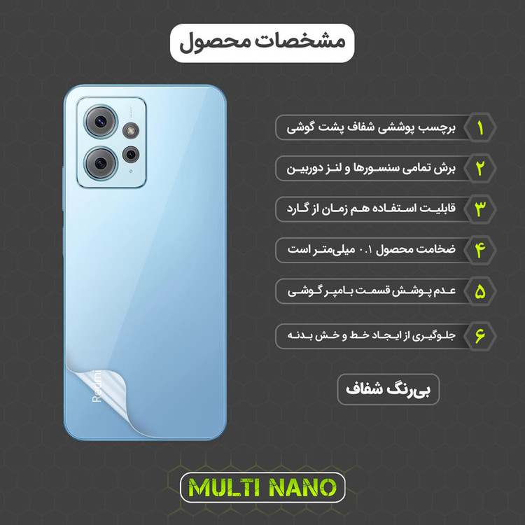 محافظ صفحه نمایش مولتی نانو مدل X-SFT مناسب برای گوشی موبایل شیائومی Redmi Note 12 4G به همراه محافظ پشت