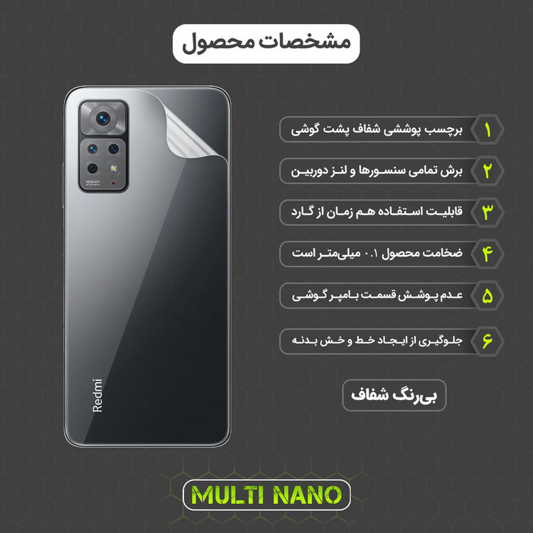 محافظ صفحه نمایش مولتی نانو مدل X-SFT مناسب برای گوشی موبایل شیائومی Redmi Note 11E Pro به همراه محافظ پشت