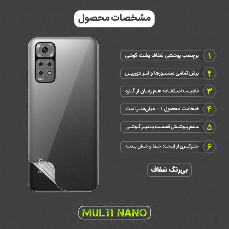 محافظ صفحه نمایش مولتی نانو مدل X-SFT مناسب برای گوشی موبایل شیائومی Redmi Note 11 به همراه محافظ پشت