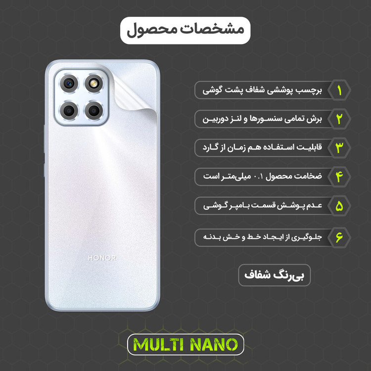 محافظ صفحه نمایش مولتی نانو مدل X-SFT مناسب برای گوشی موبایل آنر X8 5G به همراه محافظ پشت