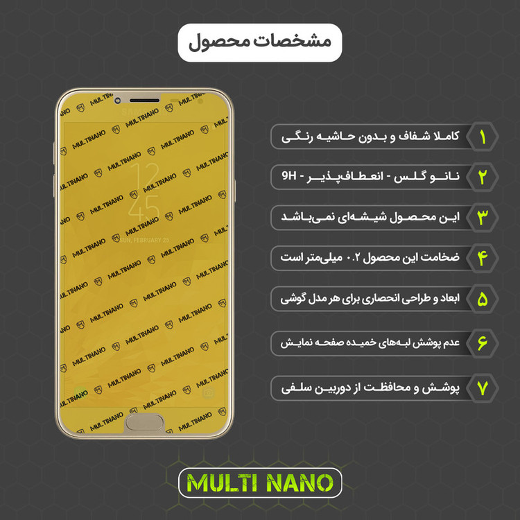 محافظ صفحه نمایش مولتی نانو مدل X-S2N مناسب برای گوشی موبایل سامسونگ Galaxy J4 بسته دو عددی