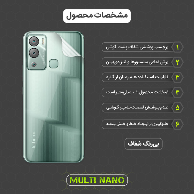 محافظ صفحه نمایش مولتی نانو مدل X-SFT مناسب برای گوشی موبایل اینفینیکس Hot 12i به همراه محافظ پشت