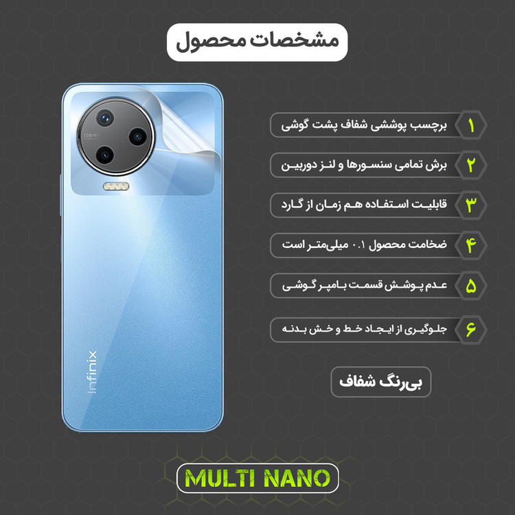 محافظ صفحه نمایش مولتی نانو مدل X-SFT مناسب برای گوشی موبایل انفینیکس 2023 Note 12 به همراه محافظ پشت گوشی