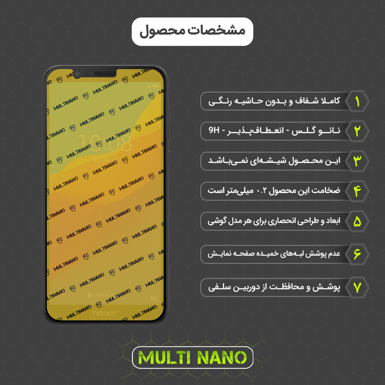 محافظ صفحه نمایش مولتی نانو مدل X-SFT مناسب برای گوشی موبایل آنر 7S به همراه محافظ پشت