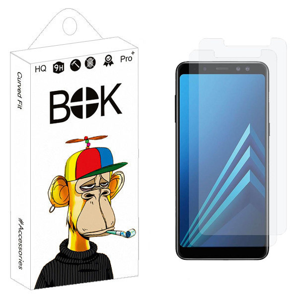 محافظ صفحه نمایش شیشه ای بوک مدل Glavers مناسب برای گوشی موبایل سامسونگ Galaxy J8 2018 بسته دو عددی