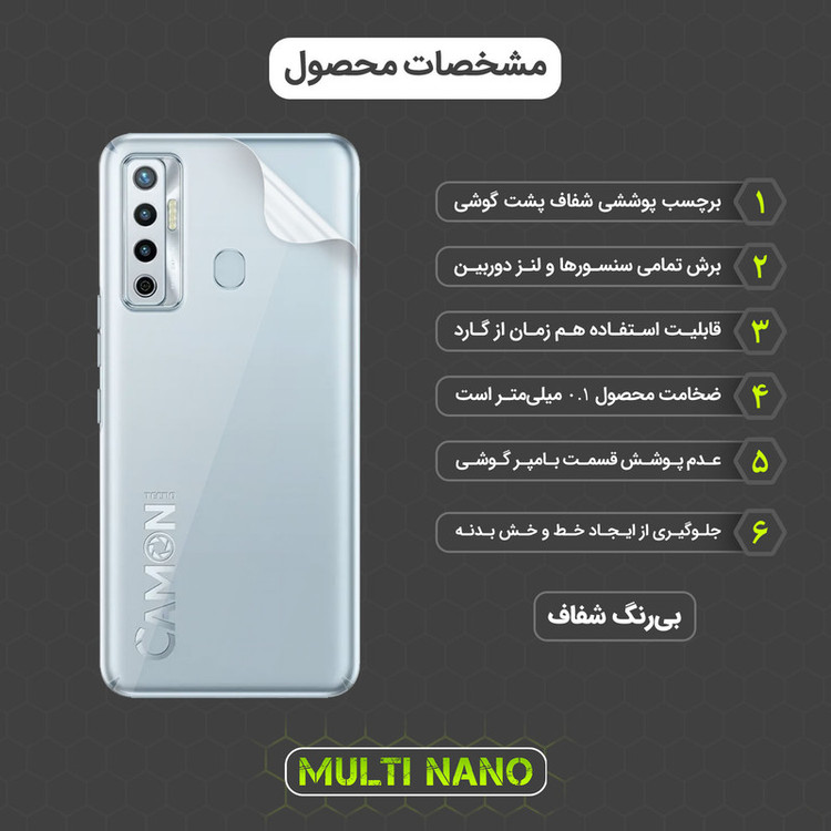 محافظ صفحه نمایش مولتی نانو مدل X-SFT مناسب برای گوشی موبایل تکنو Camon 17 به همراه محافظ پشت