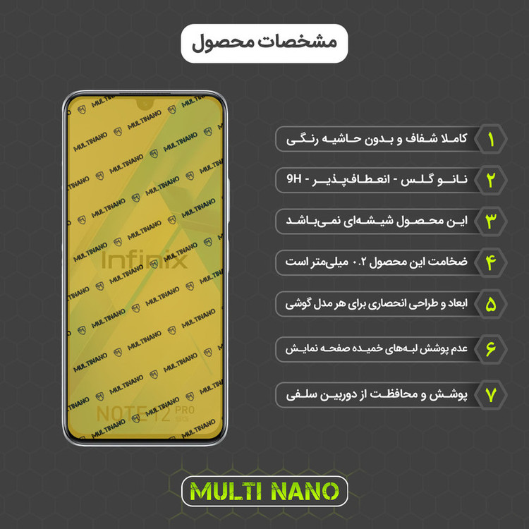 محافظ صفحه نمایش مولتی نانو مدل X-SFT مناسب برای گوشی موبایل انفینیکس Note 12 Pro 5G به همراه محافظ پشت گوشی
