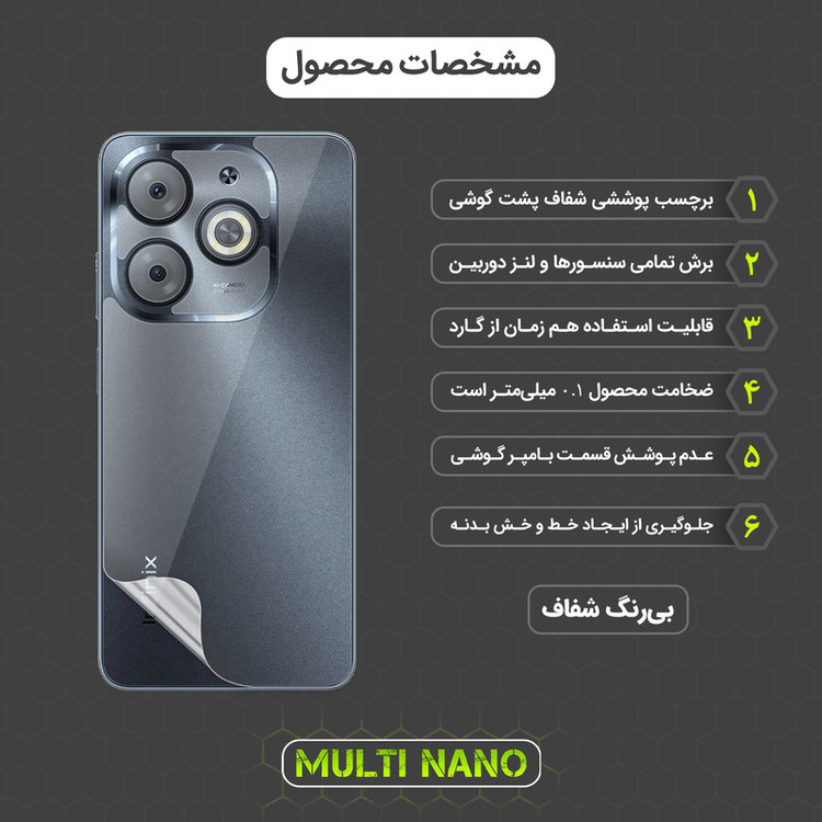 محافظ صفحه نمایش مولتی نانو مدل X-SFT مناسب برای گوشی موبایل انفینیکس Smart 8 به همراه محافظ پشت گوشی