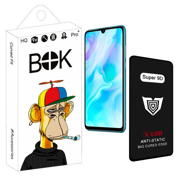 محافظ صفحه نمایش بوک مدل Super 9D مناسب برای گوشی موبایل هوآوی P30 Lite