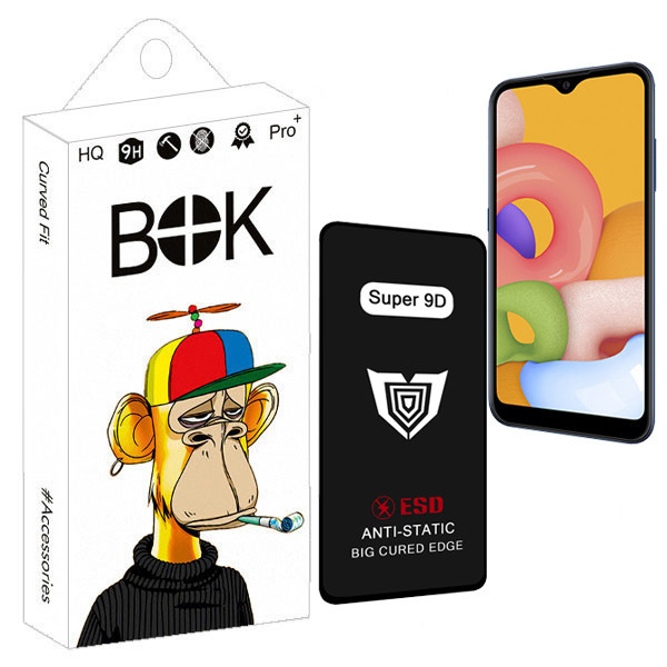 محافظ صفحه نمایش بوک مدل Super 9D Guard مناسب برای گوشی موبایل سامسونگ Galaxy a01