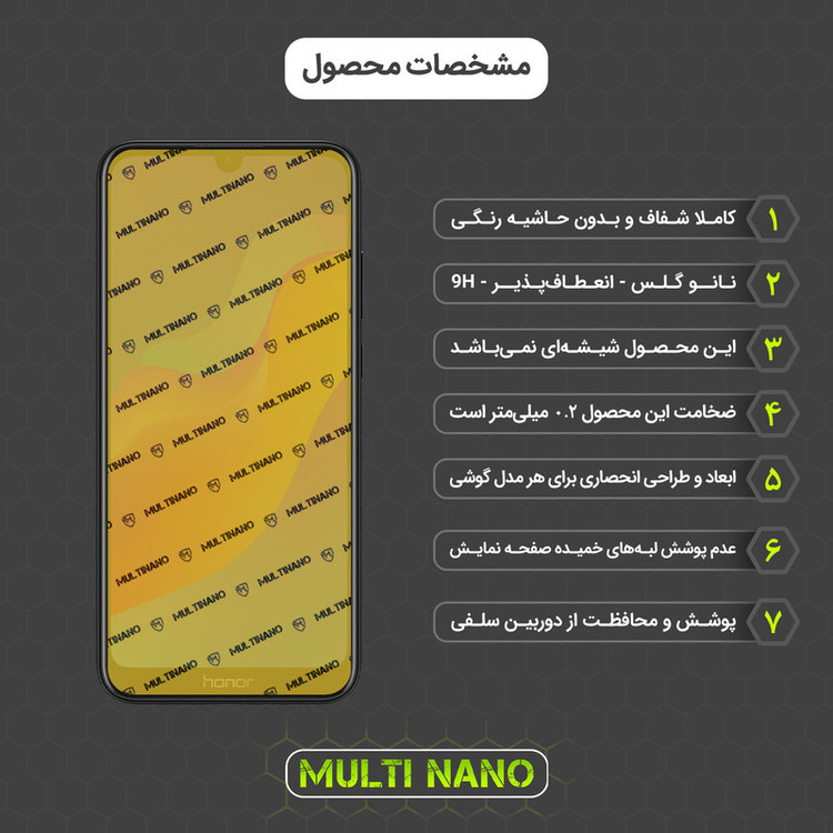 محافظ صفحه نمایش مولتی نانو مدل X-SFG مناسب برای گوشی موبایل آنر 8A Pro به همراه برچسب پوششی