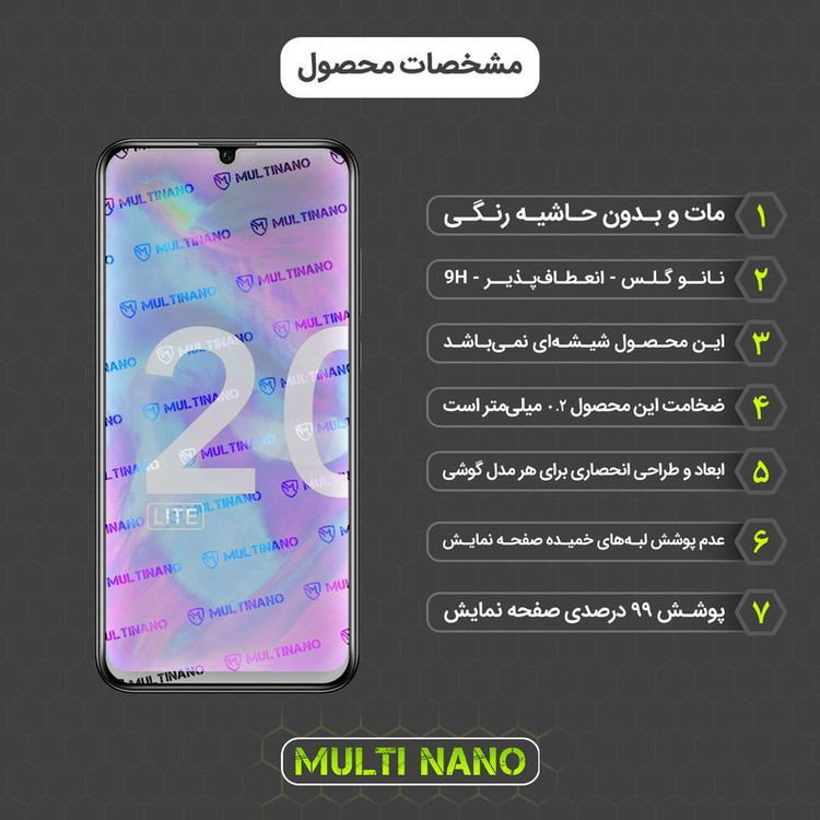 محافظ صفحه نمایش مات مولتی نانو مدل X-S1M مناسب برای گوشی موبایل آنر 20 Lite