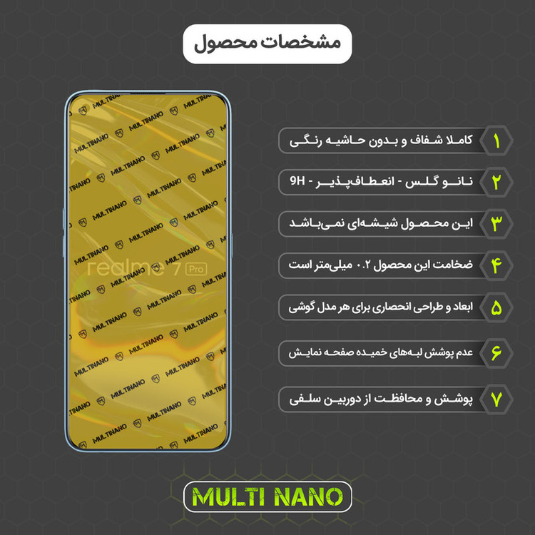 محافظ صفحه نمایش مولتی نانو مدل X-SFL مناسب برای گوشی موبایل ریلمی 7 Pro به همراه برچسب پوششی