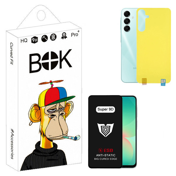محافظ صفحه نمایش بوک مدل Super 9D Touch مناسب برای گوشی موبایل سامسونگ galaxy a16 به همراه محافظ صفحه نمایش
