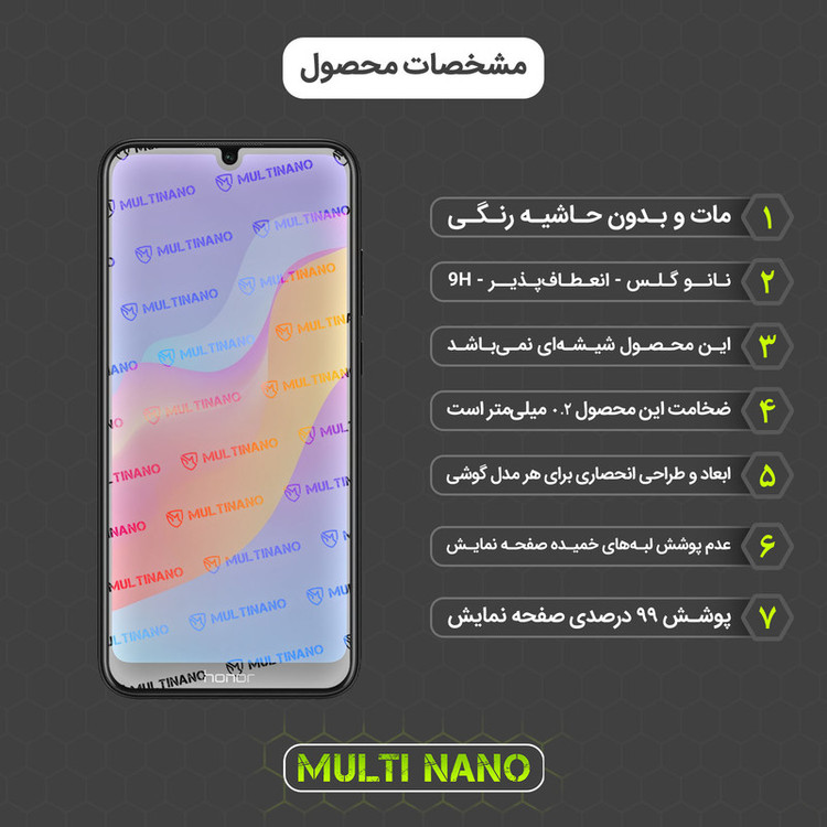 محافظ صفحه نمایش مات مولتی نانو مدل X-S1M مناسب برای گوشی موبایل آنر 8A Prime