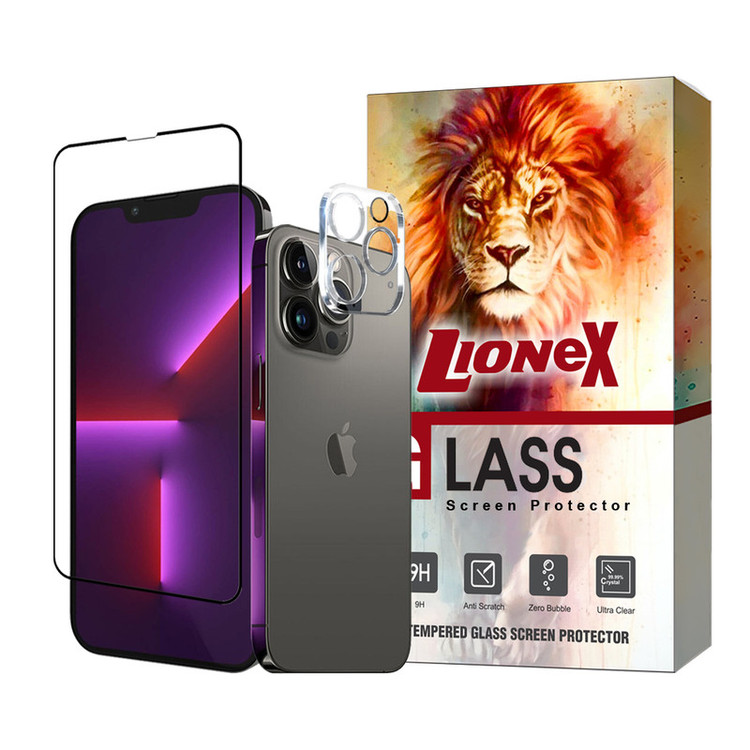 محافظ صفحه نمایش لایونکس مدل MFUL3DLI مناسب برای گوشی موبایل اپل iPhone 13 Pro Max به همراه محافظ لنز دوربین