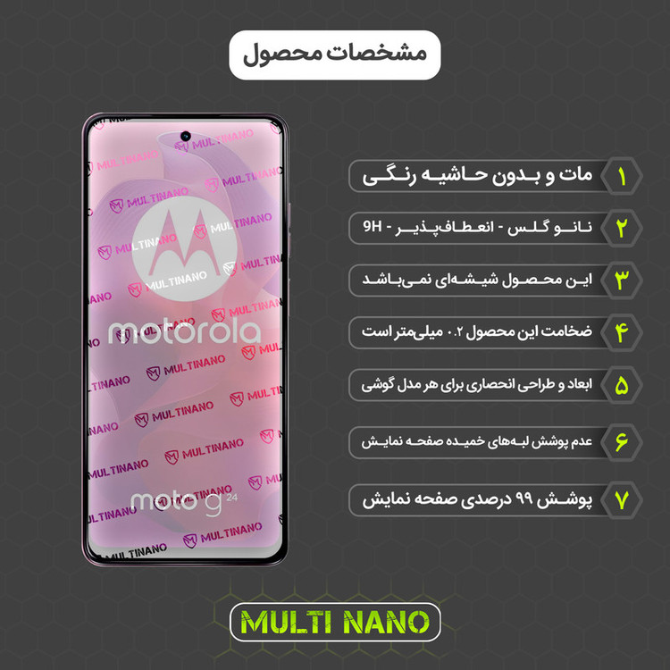 محافظ صفحه نمایش مات مولتی نانو مدل X-S1M مناسب برای گوشی موبایل موتورولا Moto G24