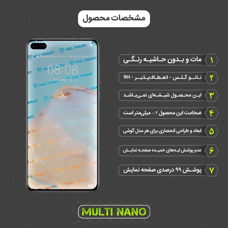 محافظ صفحه نمایش مات مولتی نانو مدل X-S1M مناسب برای گوشی موبایل هوآوی P40