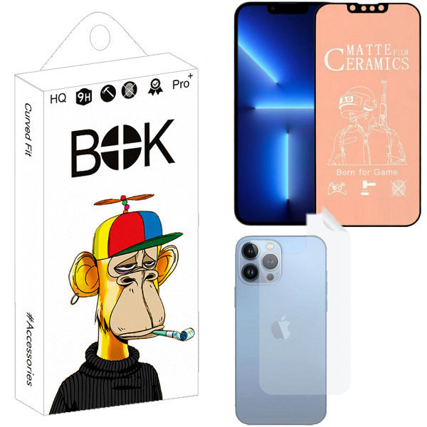 محافظ صفحه نمایش بوک مدل new مناسب گوشی موبایل اپل iphone 13 promax به همراه محافظ پشت گوشی