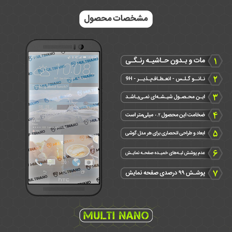 محافظ صفحه نمایش مات مولتی نانو مدل X-S1M مناسب برای گوشی موبایل اچ تی سی One M9