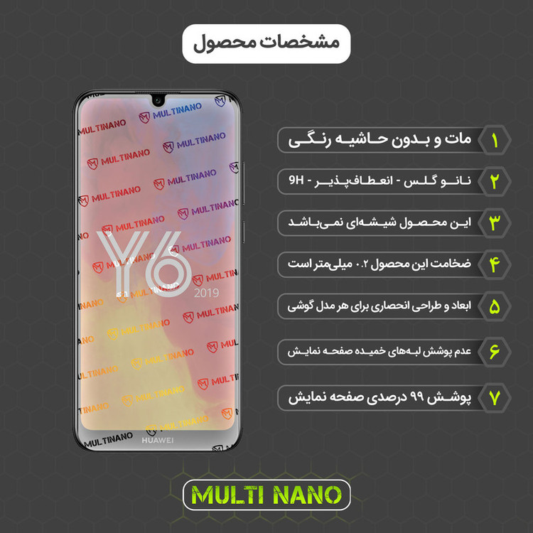 محافظ صفحه نمایش مات مولتی نانو مدل X-S1M مناسب برای گوشی موبایل هوآوی Y6 2019