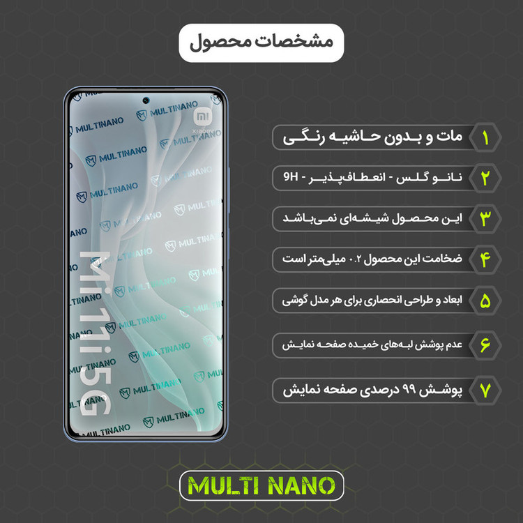 محافظ صفحه نمایش مات مولتی نانو مدل X-S1M مناسب برای گوشی موبایل شیائومی Mi 11i
