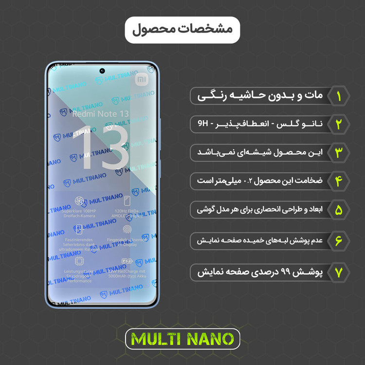 محافظ صفحه نمایش مات مولتی نانو مدل X-S1M مناسب برای گوشی موبایل شیائومی Redmi Note 13 4G