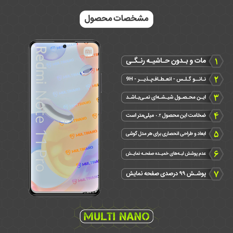 محافظ صفحه نمایش مات مولتی نانو مدل X-S1M مناسب برای گوشی موبایل شیائومی Redmi Note 11 Pro