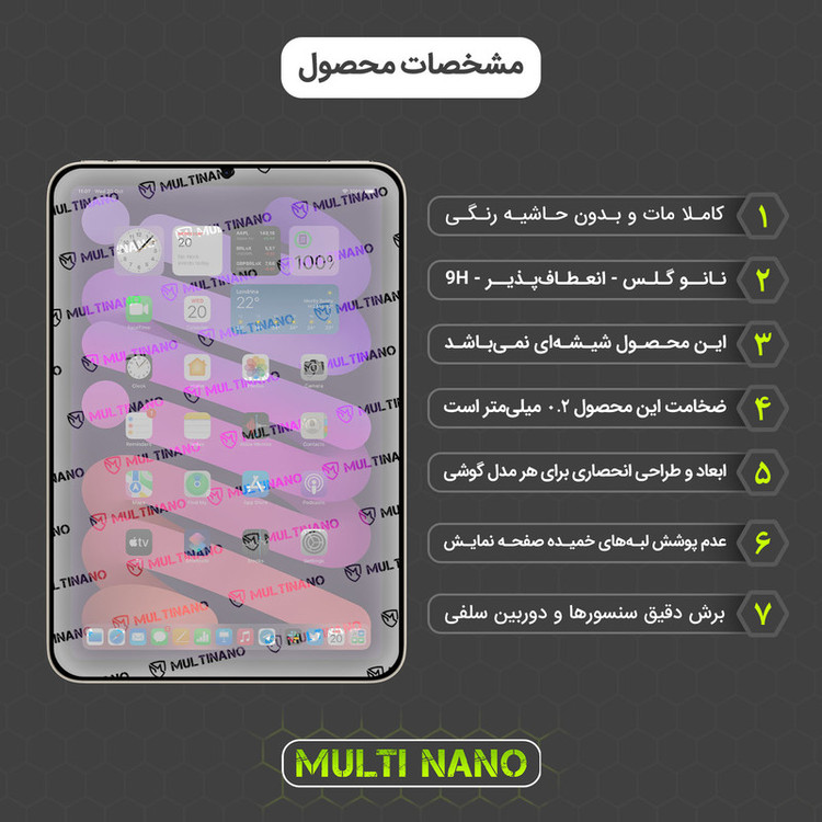 محافظ صفحه نمایش مات مولتی نانو مدل X-S1M مناسب برای تبلت اپل iPad Mini 6 Gen 8.3 inch