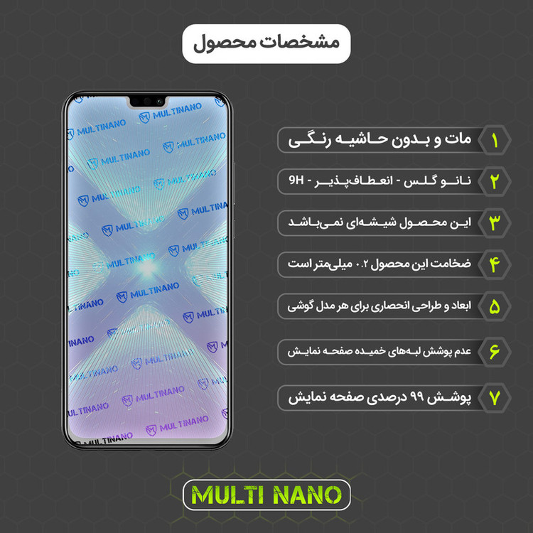 محافظ صفحه نمایش مات مولتی نانو مدل X-S2M مناسب برای گوشی موبایل آنر 8X بسته دو عددی