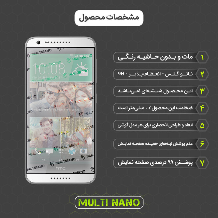 محافظ صفحه نمایش مات مولتی نانو مدل X-S2M مناسب برای گوشی موبایل اچ تی سی Desire 620 بسته دو عددی