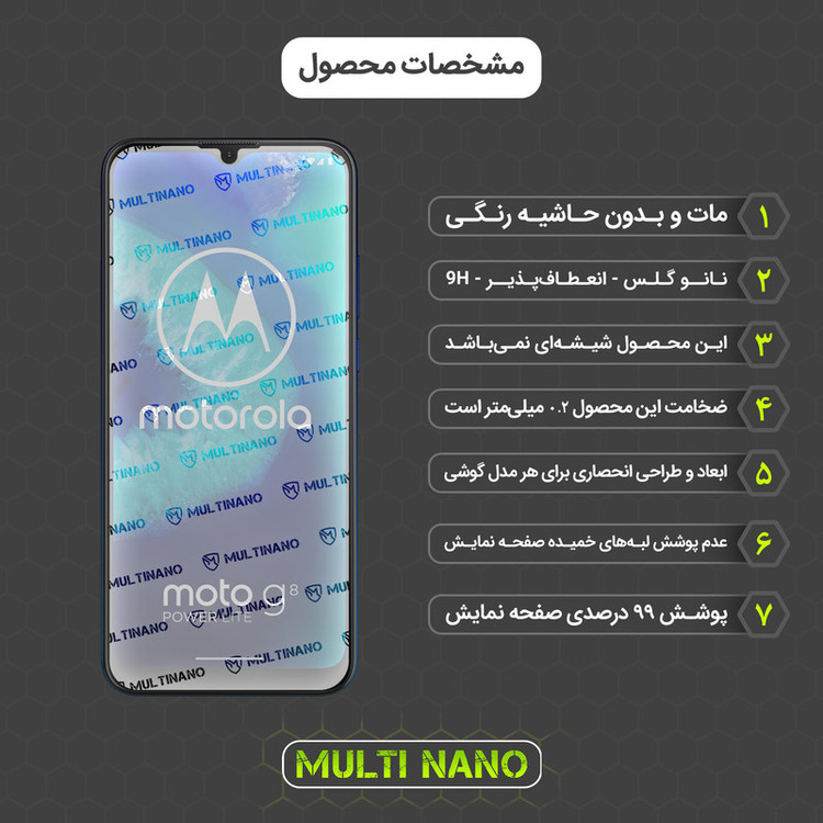 محافظ صفحه نمایش مات مولتی نانو مدل X-S2M مناسب برای گوشی موبایل موتورولا Moto G8 Power Lite بسته دو عددی
