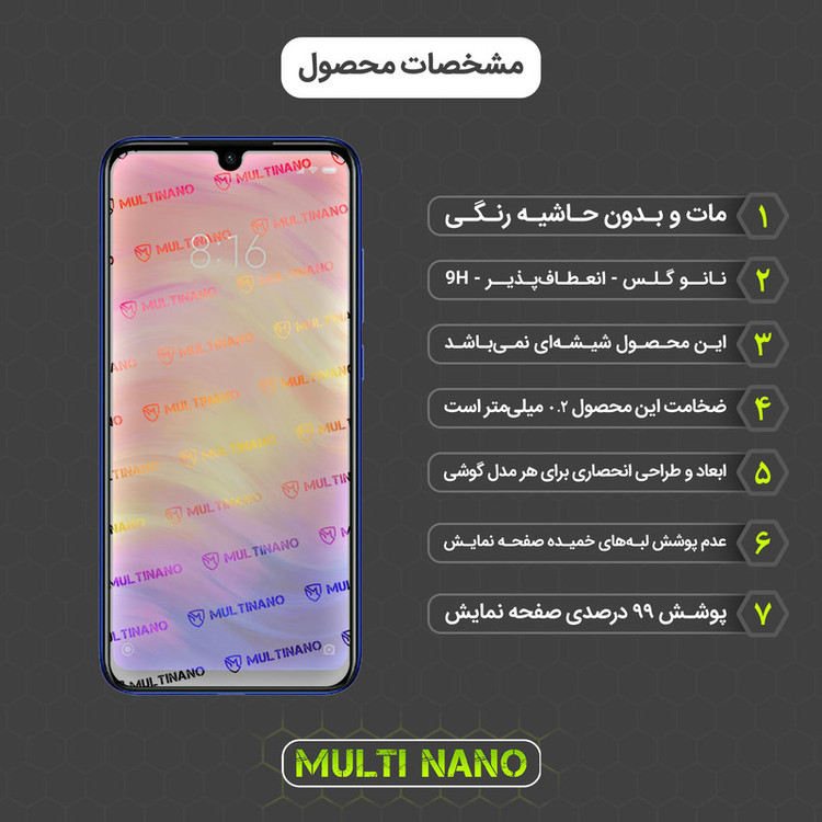 محافظ صفحه نمایش مات مولتی نانو مدل X-S2M مناسب برای گوشی موبایل شیائومی Redmi Note 7 Pro بسته دو عددی