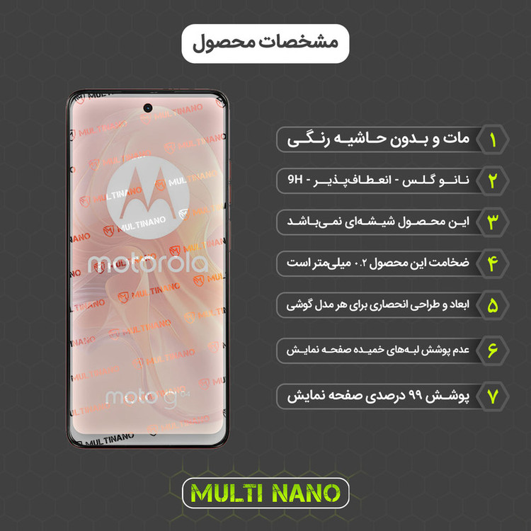 محافظ صفحه نمایش مات مولتی نانو مدل X-S2M مناسب برای گوشی موبایل موتورولا Moto G04 بسته دو عددی