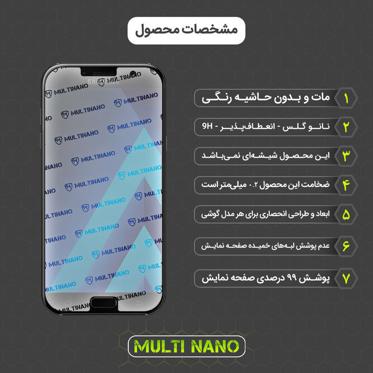 محافظ صفحه نمایش مات مولتی نانو مدل X-S1M مناسب برای گوشی موبایل سامسونگ Galaxy A7 2017