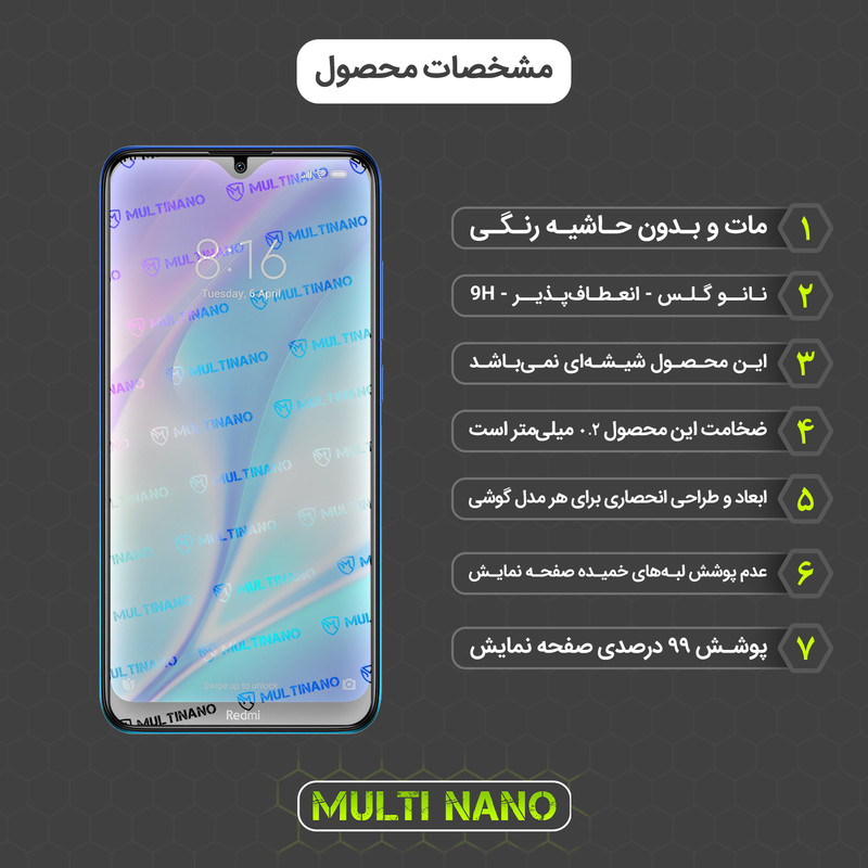 محافظ صفحه نمایش مات مولتی نانو مدل X-S1M مناسب برای گوشی موبایل شائومی Redmi 8A Pro