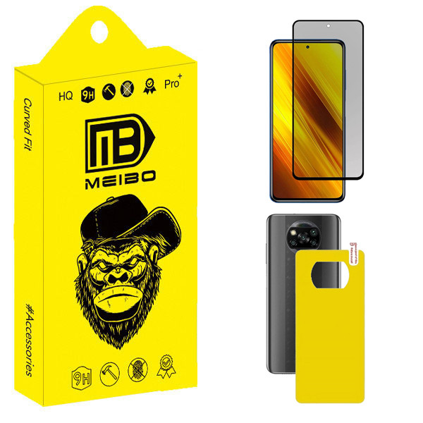 محافظ صفحه نمایش حریم شخصی میبو مدل Carbon Plus مناسب برای گوشی موبایل شیائومی Poco X3 Pro / X3 NFC به همراه محافظ پشت گوشی