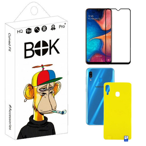 محافظ صفحه نمایش سرامیکی مات بوک مدل Flexible مناسب برای گوشی موبایل سامسونگ Galaxy A20 / A30 به همراه محافظ پشت گوشی