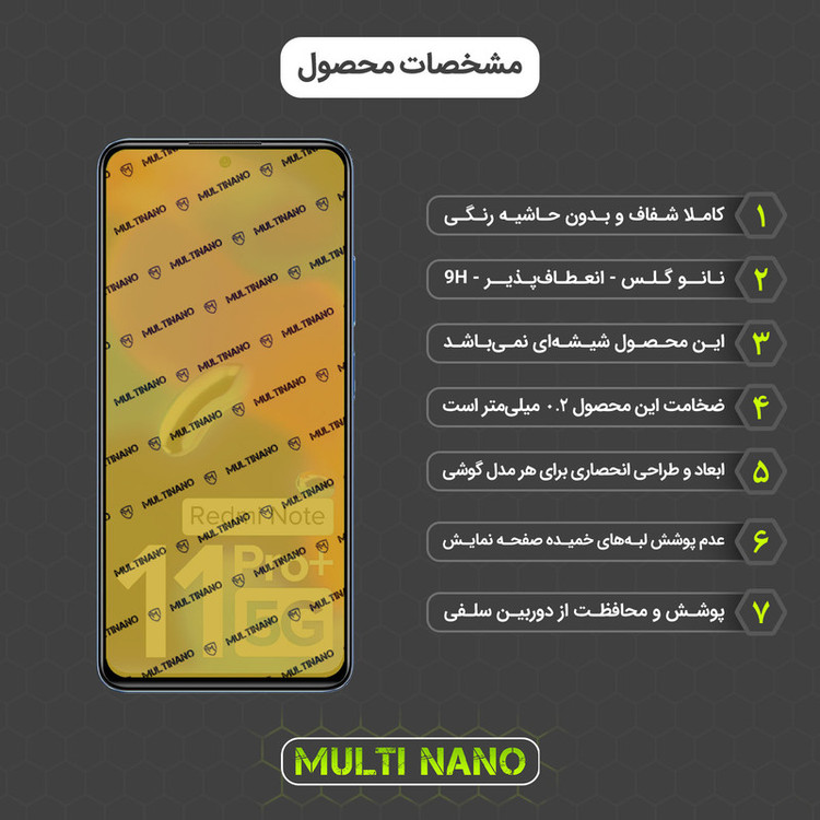 محافظ صفحه نمایش مولتی نانو مدل X-SFM مناسب برای گوشی موبایل شیائومی Redmi Note 11 Pro Plus 5G India به همراه برچسب پوششی