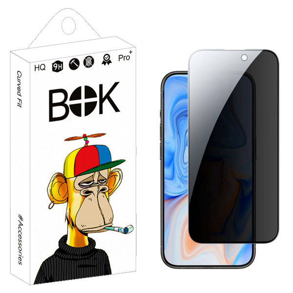 محافظ صفحه نمایش حریم شخصی بوک مدل کربن مناسب برای گوشی موبایل اپل Iphone 15 pro max