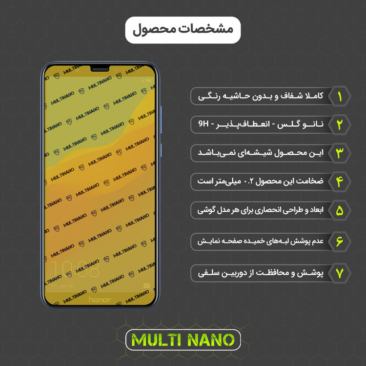 محافظ صفحه نمایش مولتی نانو مدل X-SFC مناسب برای گوشی موبایل آنر 7C به همراه برچسب پوششی