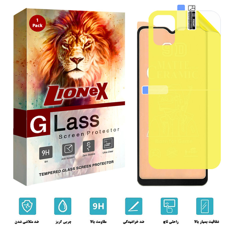 محافظ صفحه نمایش سرامیکی مات لایونکس مدل 2CMN مناسب برای گوشی موبایل سامسونگ Galaxy A04e به همراه محافظ پشت گوشی