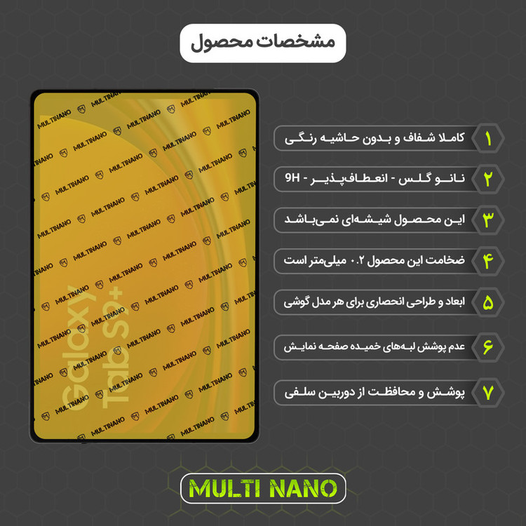 محافظ صفحه نمایش مولتی نانو مدل X-S2N مناسب برای تبلت سامسونگ Galaxy Tab S9 Plus بسته دو عددی