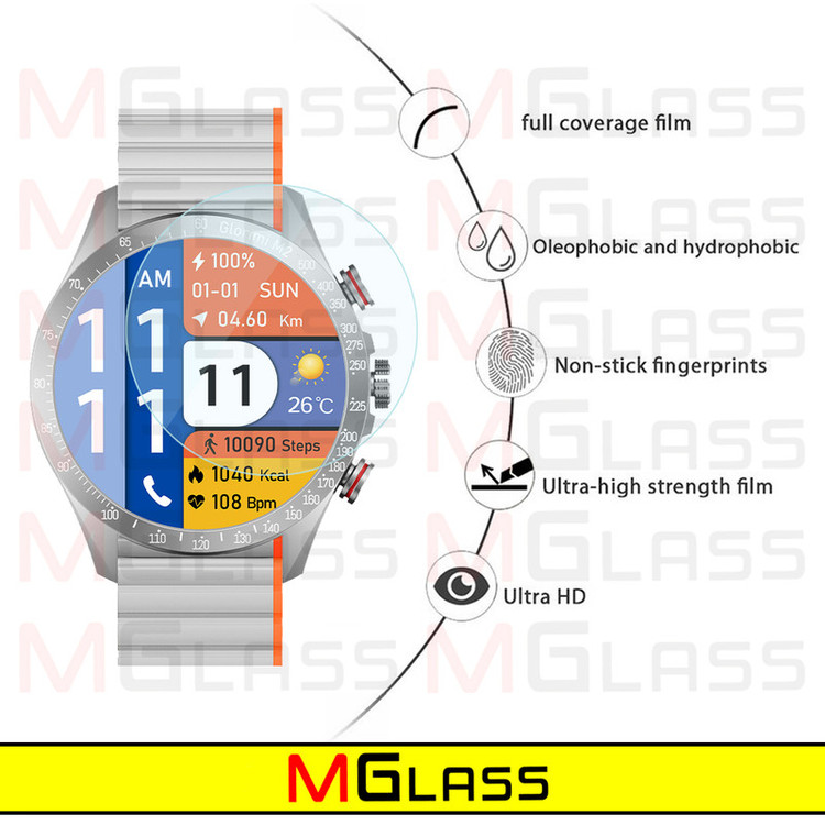 محافظ صفحه نمایش شیشهای امگلس مدل Glass-MG مناسب برای ساعت هوشمند گلوریمی M2