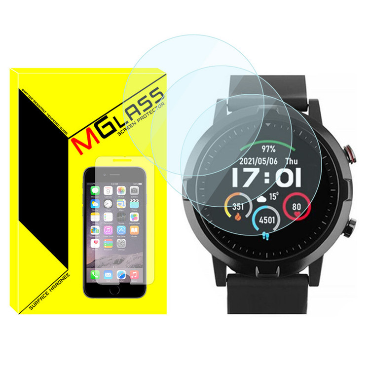 محافظ صفحه نمایش شیشهای امگلس مدل Glass-MG مناسب برای ساعت هوشمند هایلو RT LS05S بسته سه عددی