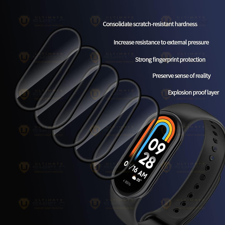 محافظ صفحه نمایش آلتیمیت شیلد مدل Nano Pmma مناسب برای ساعت هوشمند شیائومی Mi Band 8 بسته سه عددی